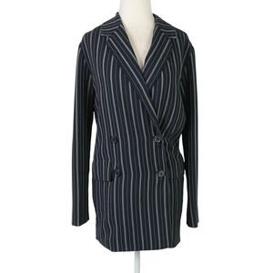 Aritzia Wilfred Cherrelle Black Pinstripe Double-Breasted Blazer Jacket XXS